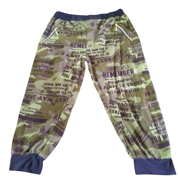 Camo Print Joggers Zipper Pockets Athleisure‎ Trendy Pants Junior XL - Picture 1 of 5